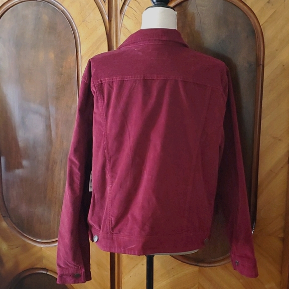 NWT Laura Scott Burgundy Corduroy Jacket - Picture 3 of 5